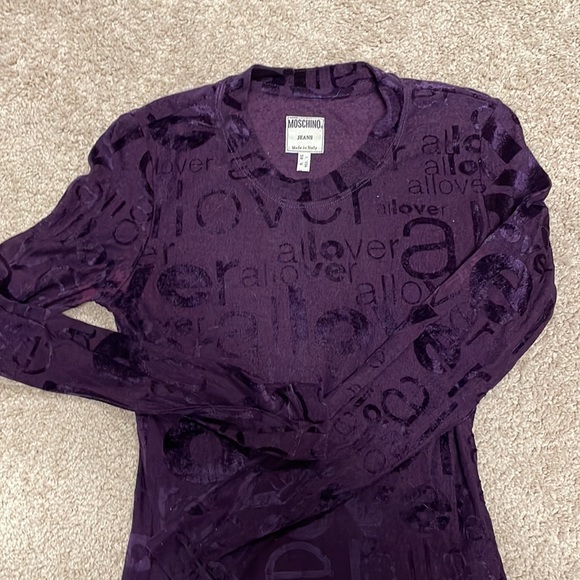 Moschino Jeans Women's dark purple silky Pullover - Picture 3 of 5
